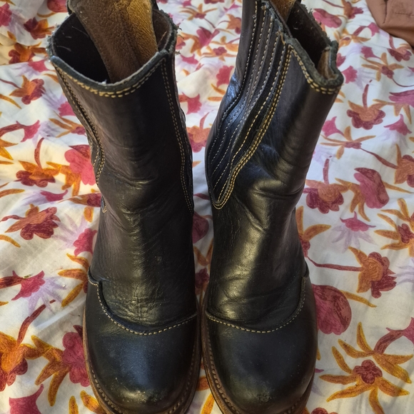 JOHN FLUEVOG FRONTIER HI: CALAMITY 6.5 WESTERN Black LEATHER COWGIRL BOOTS - Picture 3 of 4